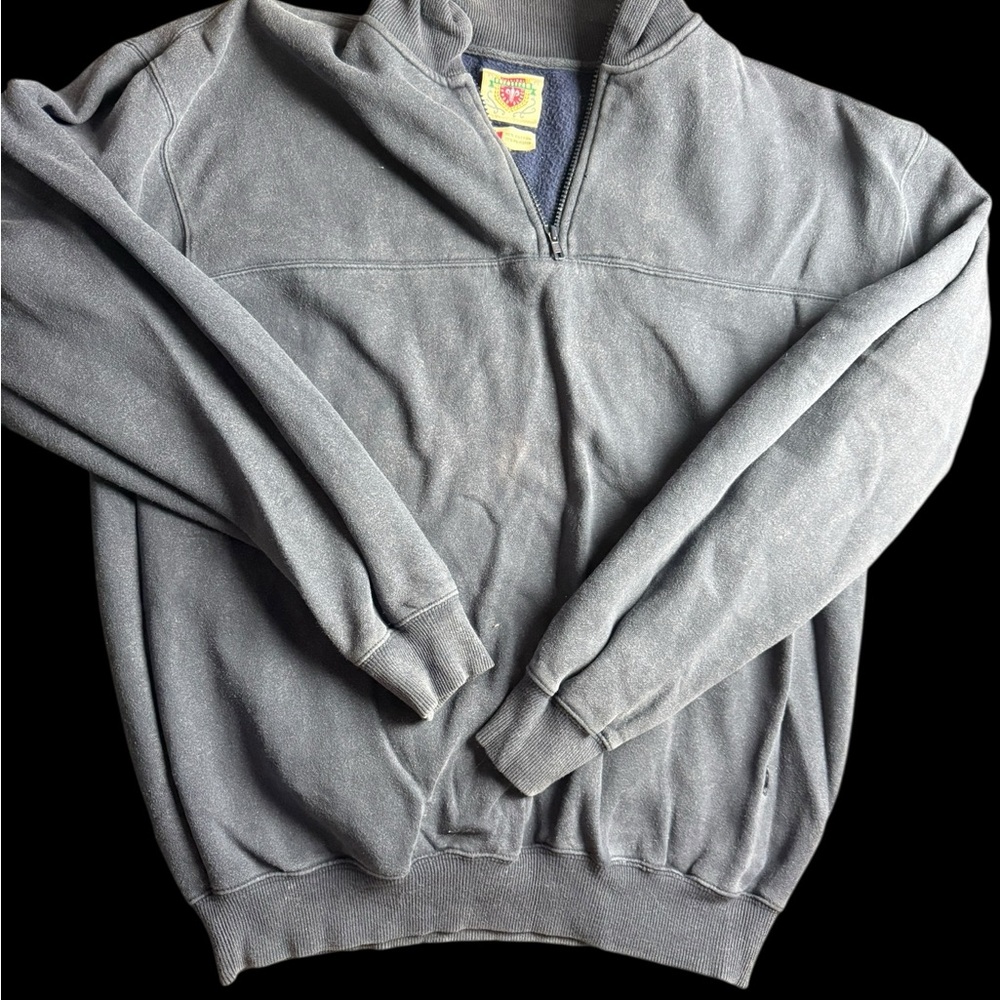 Vintage 90s Nordstrom Men's Quarter Zip-Up Navy Blue Sweater